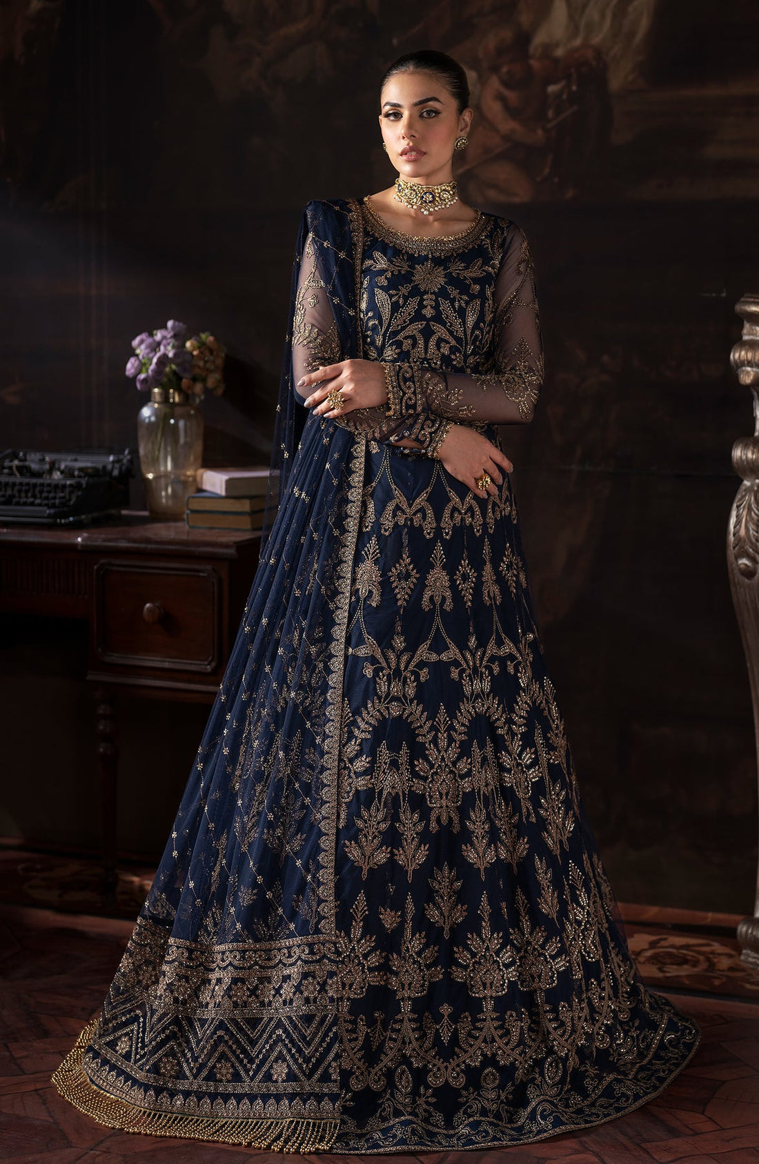 navy blue pakistani bridal dresses Navy Blue Pakistani Wedding Dresses