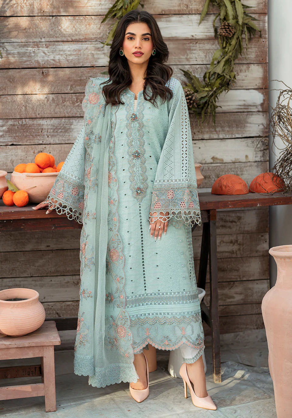 Zarqash | Belle Ame 24 | BL 009 BLEU VERT - Khanumjan  Pakistani Clothes and Designer Dresses in UK, USA 