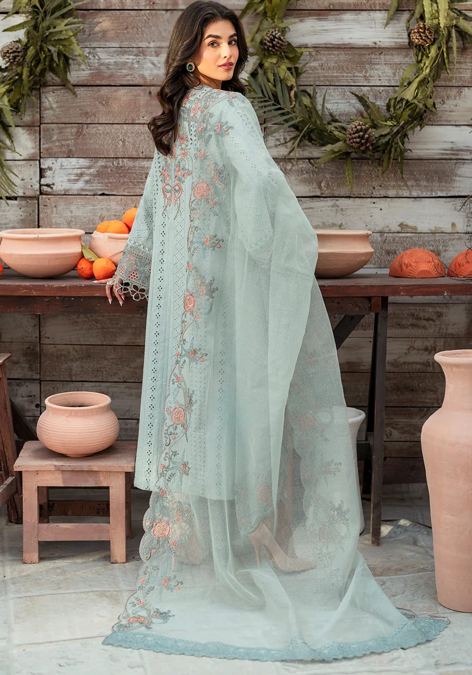 Zarqash | Belle Ame 24 | BL 009 BLEU VERT - Khanumjan  Pakistani Clothes and Designer Dresses in UK, USA 