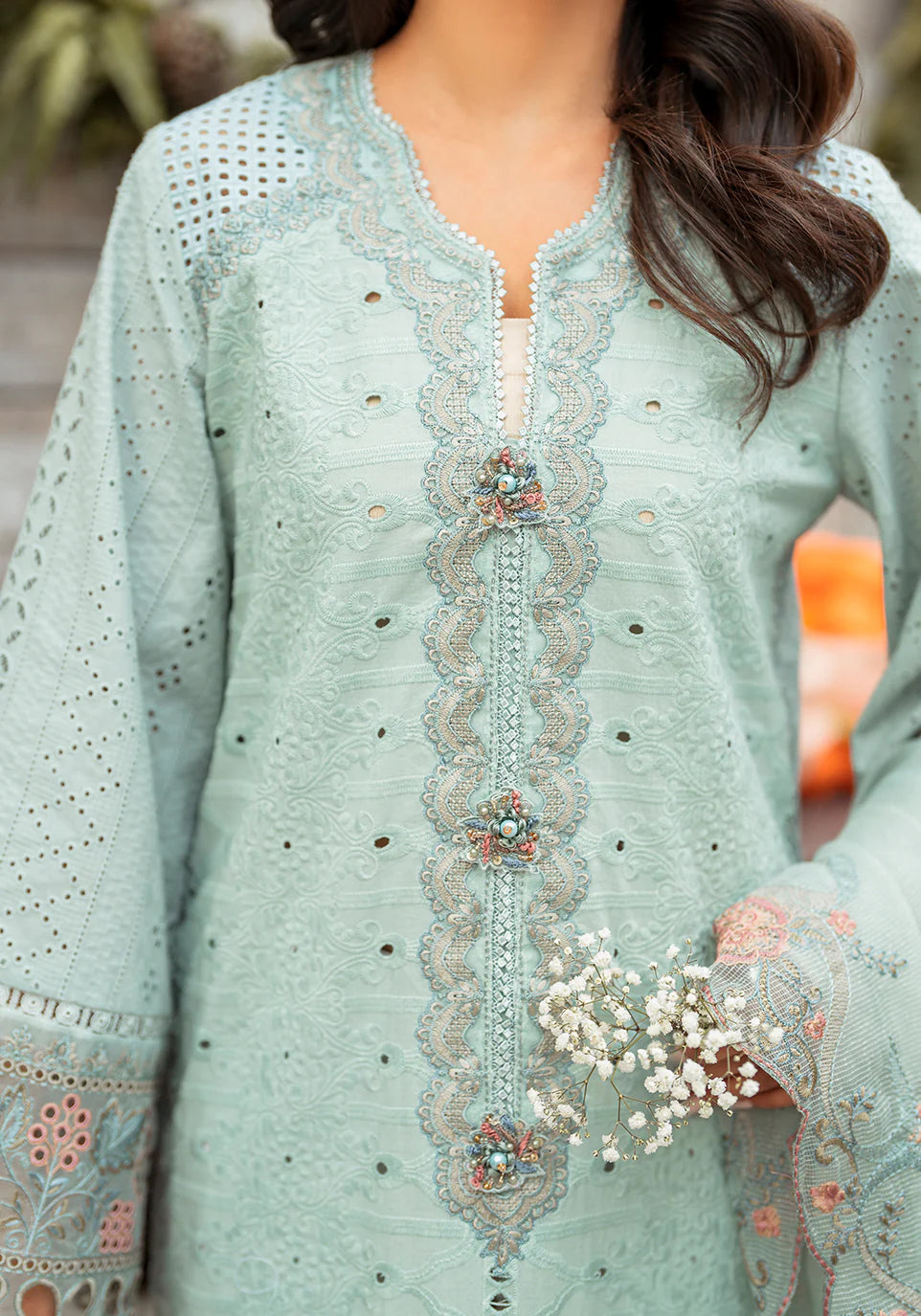 Zarqash | Belle Ame 24 | BL 009 BLEU VERT - Khanumjan  Pakistani Clothes and Designer Dresses in UK, USA 