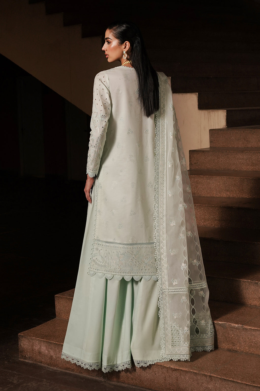 Afrozeh | Chikankari Lawn 24 | Celadon - Khanumjan  Pakistani Clothes and Designer Dresses in UK, USA 