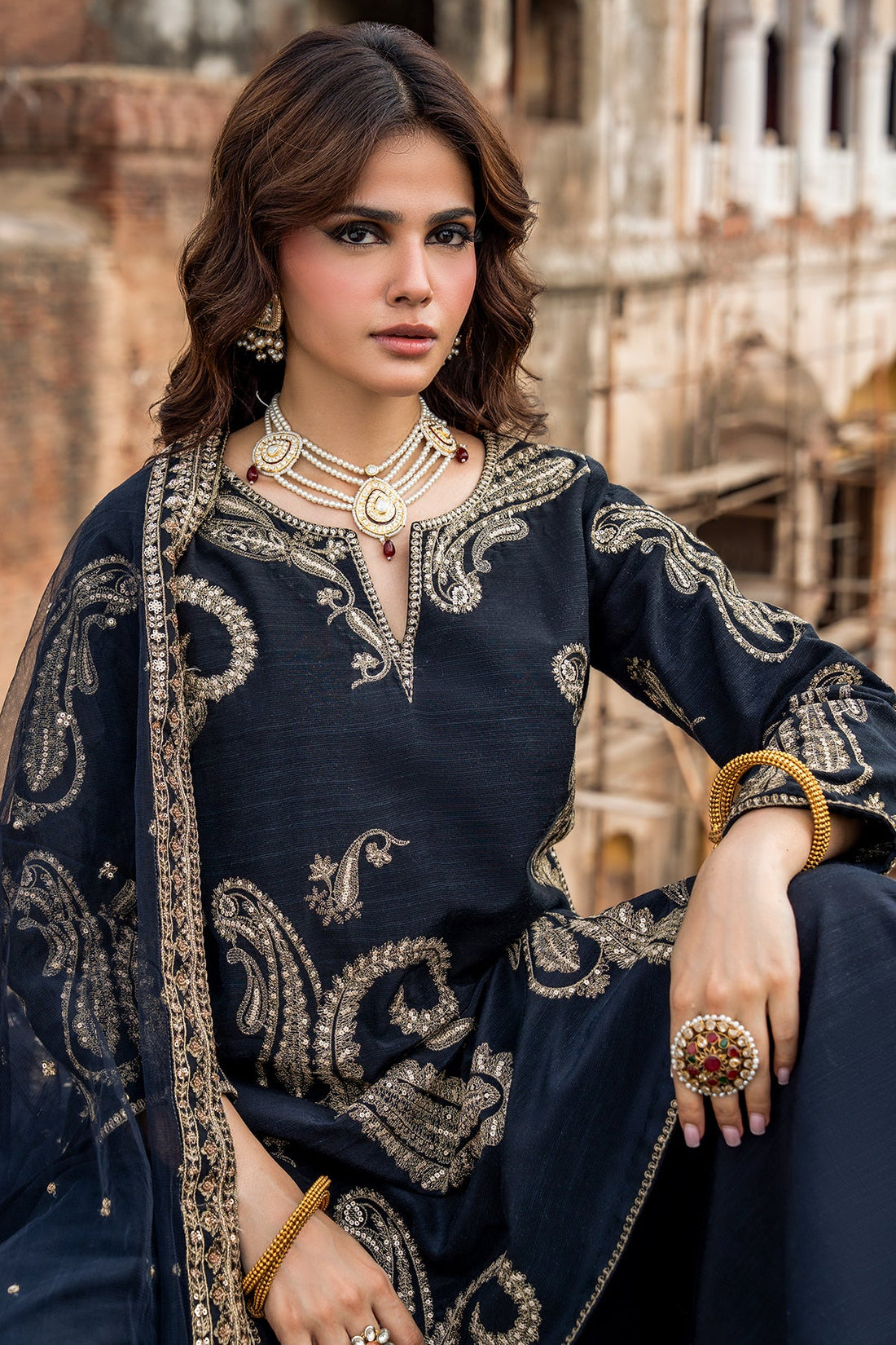 Charizma | Festive Pret | 3-PC Embroidered Raw Silk CMA-6-411