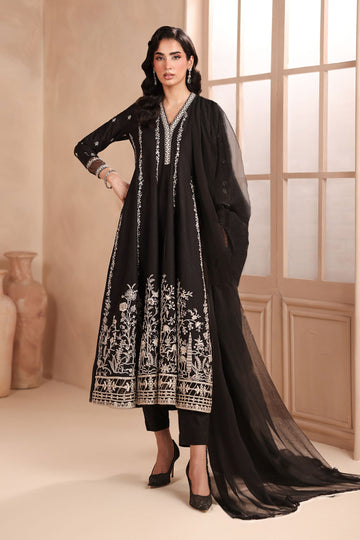 Maria B | Pre Fall Dresses | 3 Piece Embroidered Dobby Suit Black1