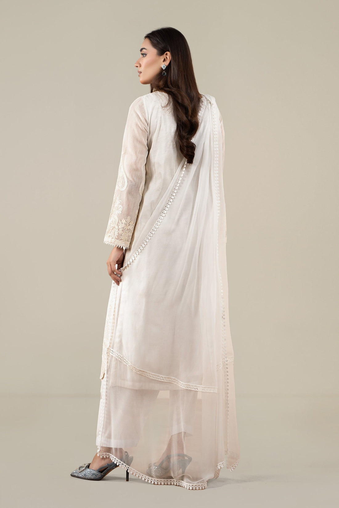 Maria B | Pre Fall Dresses | 3 Piece Embroidered Paper Cotton Suit AA