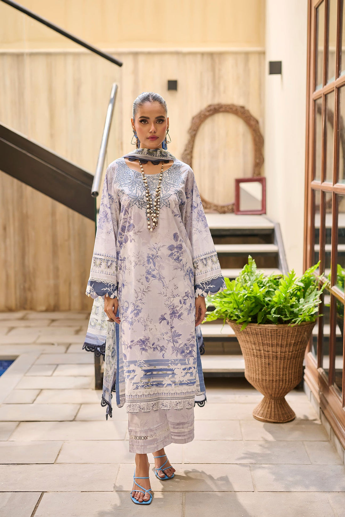Dhanak | Lawn Collection SS-24 | 3185-Sky Blue - Khanumjan  Pakistani Clothes and Designer Dresses in UK, USA 