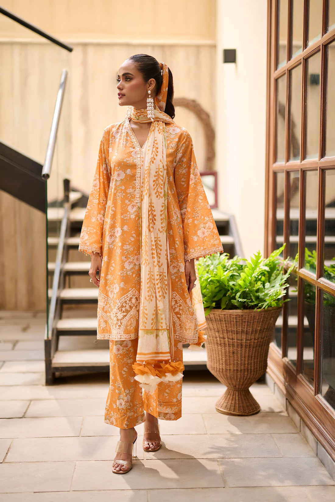 Dhanak | Lawn Collection SS-24 | 3190-Orange - Khanumjan  Pakistani Clothes and Designer Dresses in UK, USA 
