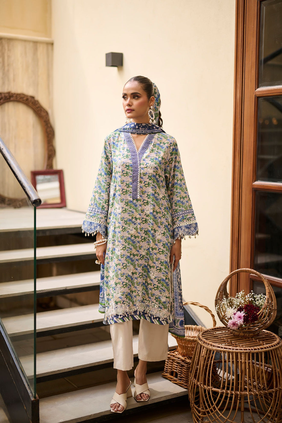 Dhanak | Lawn Collection SS-24 | 3181-Green Floral - Khanumjan  Pakistani Clothes and Designer Dresses in UK, USA 
