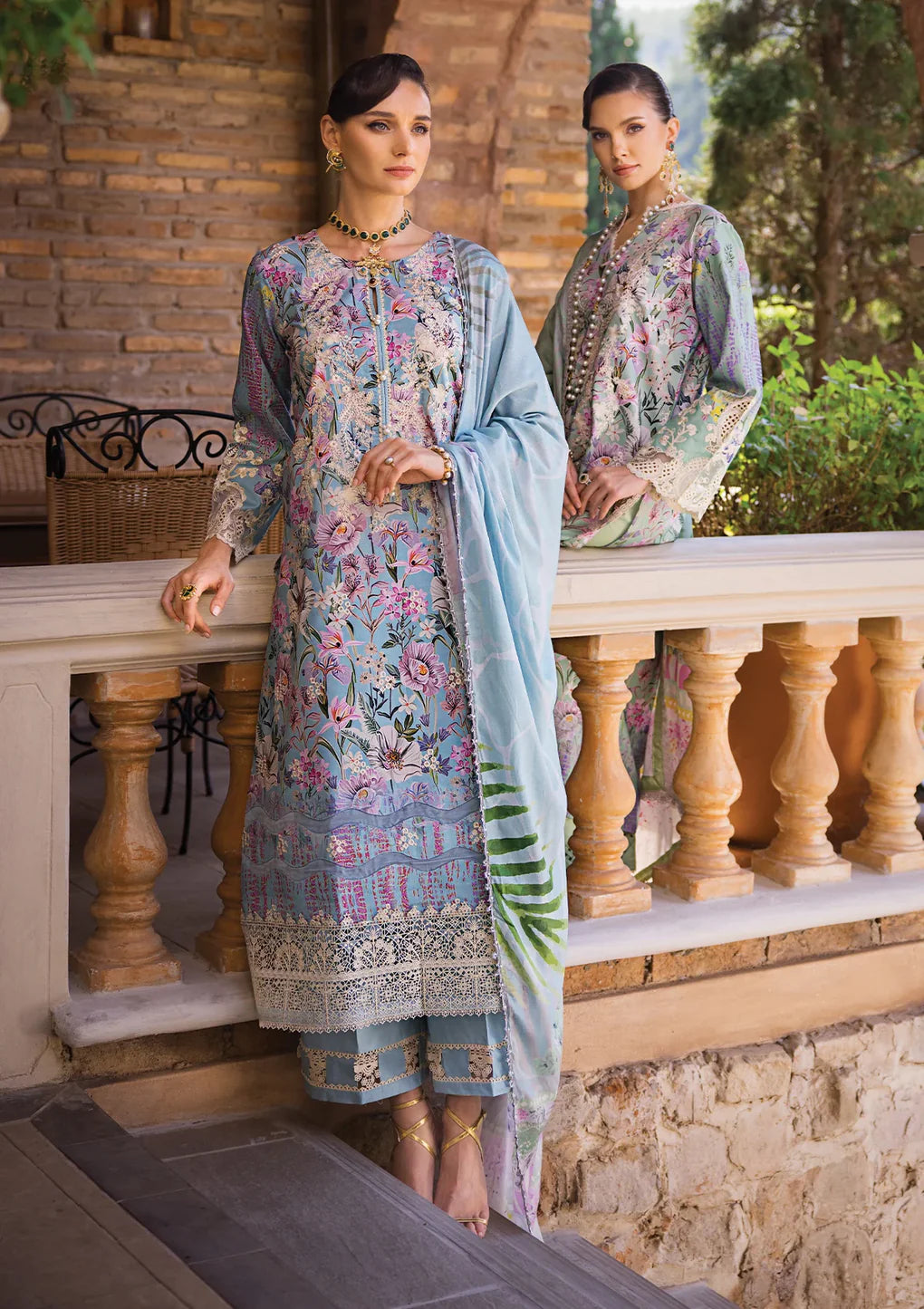 Elaf Premium | Print Chikankari 24 | ECT-03A OCEAN BLUE - Khanumjan  Pakistani Clothes and Designer Dresses in UK, USA 