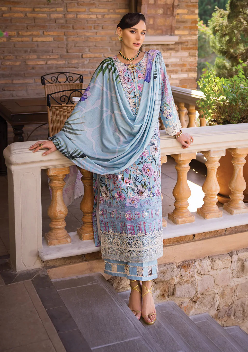 Elaf Premium | Print Chikankari 24 | ECT-03A OCEAN BLUE - Khanumjan  Pakistani Clothes and Designer Dresses in UK, USA 