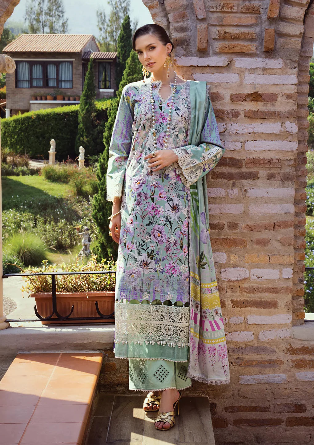 Elaf Premium | Print Chikankari 24 | ECT-03B OAK MIST - Khanumjan  Pakistani Clothes and Designer Dresses in UK, USA 