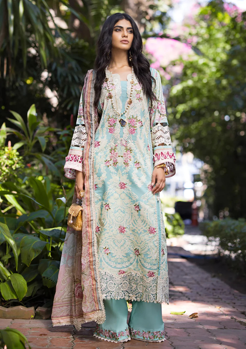 Elaf Premium | Signature Embroidered Lawn 24 | ESL-02B PEARLY ESSENCE - Khanumjan  Pakistani Clothes and Designer Dresses in UK, USA 