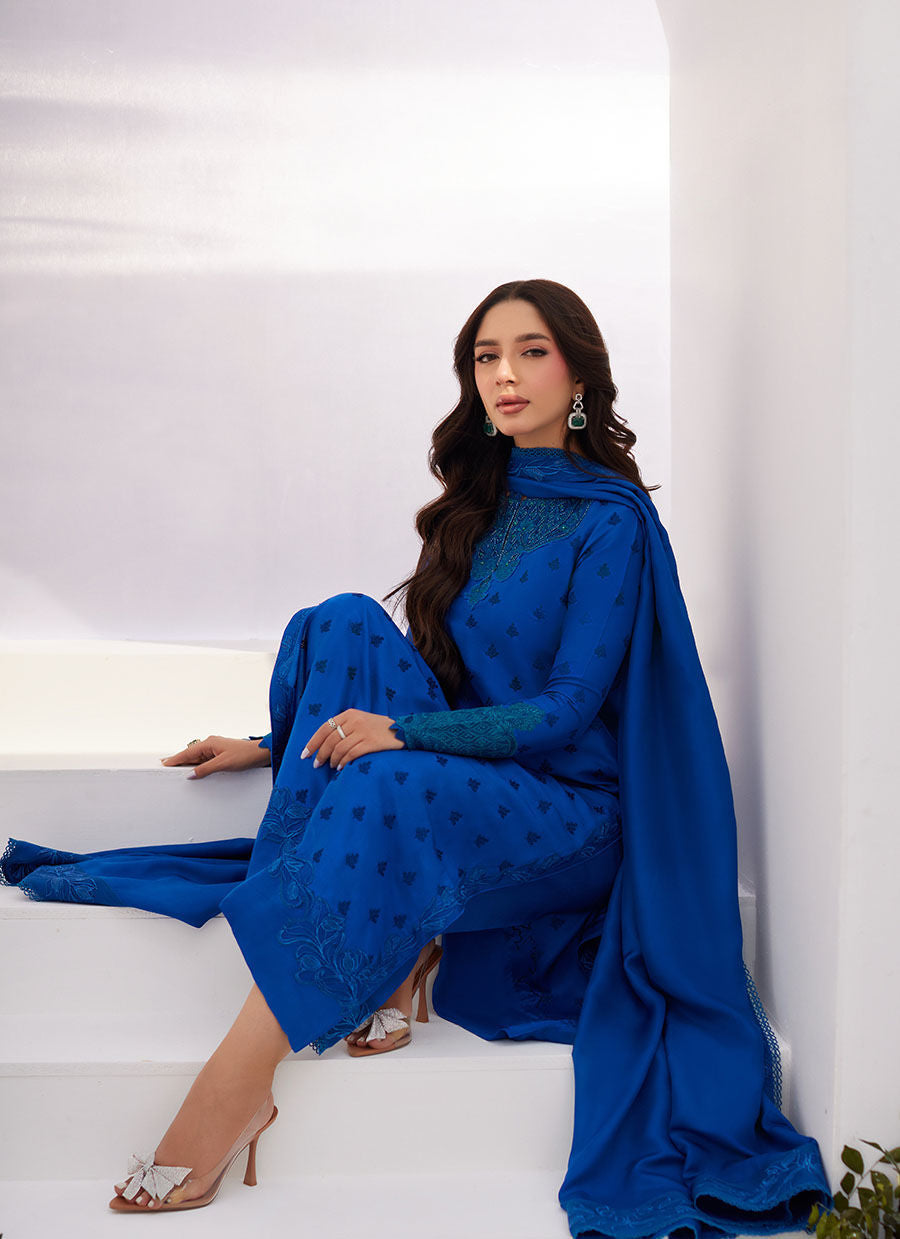 Farah Talib Aziz | Zaza Luxe Pret 24 | CHARR BLUE EMBROIDERED RAW SILK SHIRT AND DUPATTA - Khanumjan  Pakistani Clothes and Designer Dresses in UK, USA 