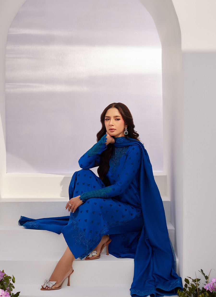 Farah Talib Aziz | Zaza Luxe Pret 24 | CHARR BLUE EMBROIDERED RAW SILK SHIRT AND DUPATTA - Khanumjan  Pakistani Clothes and Designer Dresses in UK, USA 