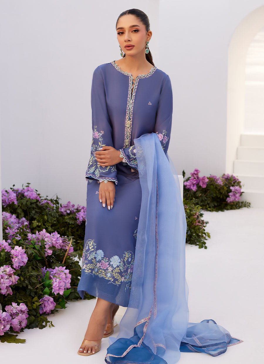 Farah Talib Aziz | Zaza Luxe Pret 24 | ALO BLUE EMBROIDERED SHIRT AND DUPATTA - Khanumjan  Pakistani Clothes and Designer Dresses in UK, USA 