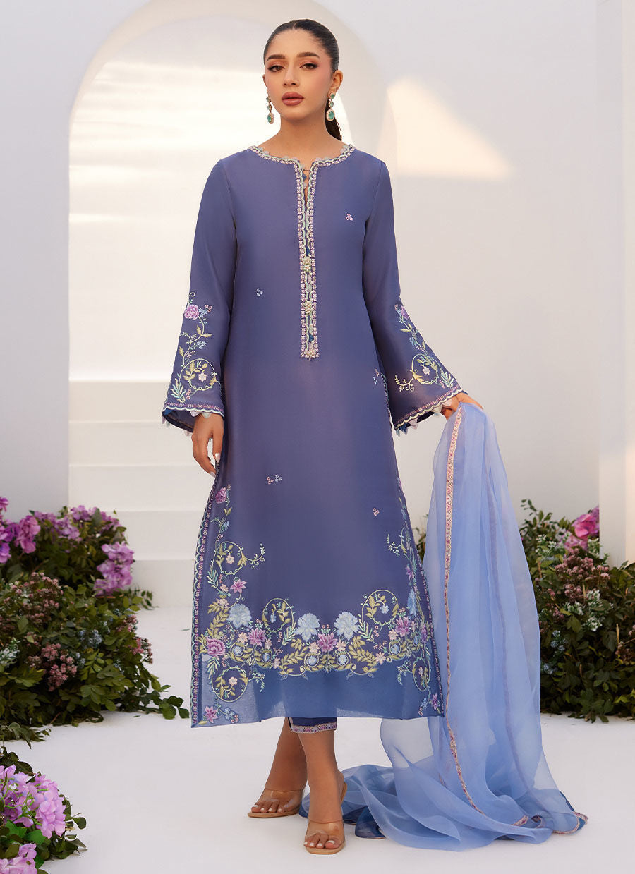 Farah Talib Aziz | Zaza Luxe Pret 24 | ALO BLUE EMBROIDERED SHIRT AND DUPATTA - Khanumjan  Pakistani Clothes and Designer Dresses in UK, USA 