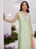 Farah Talib Aziz | Zaza Luxe Pret 24 | COLLETTE MINT OMBRE EMBELLISHED COLUMN SHIRT WITH KALIDAAR WITH EMBROIDERED SLIP - Khanumjan  Pakistani Clothes and Designer Dresses in UK, USA 