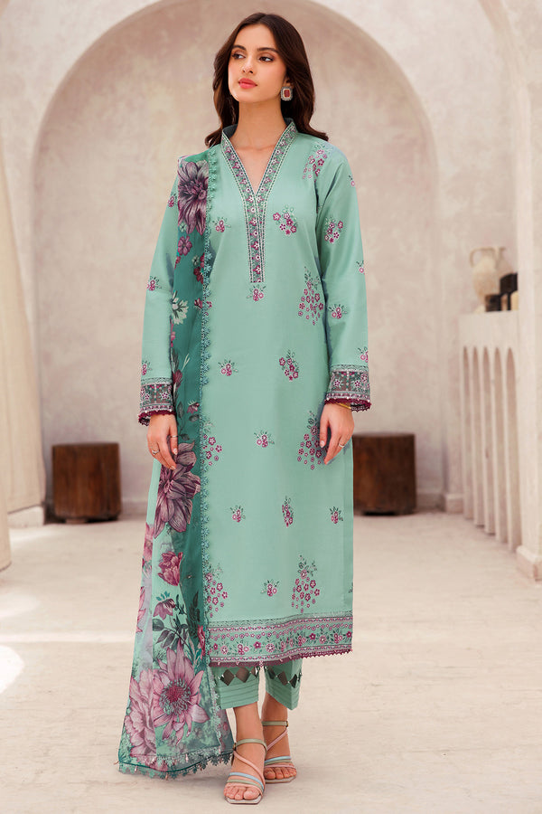 Farasha | Bahaar Embroidered Lawn | Cyan Whisper