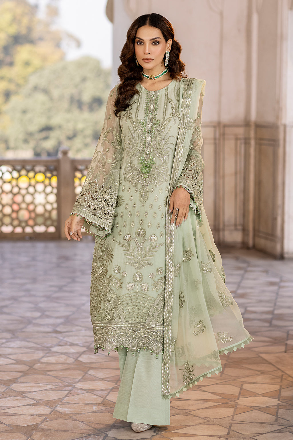 Flossie | Safeera Formals vol 13 | LUSTER GREEN - Khanumjan  Pakistani Clothes and Designer Dresses in UK, USA 