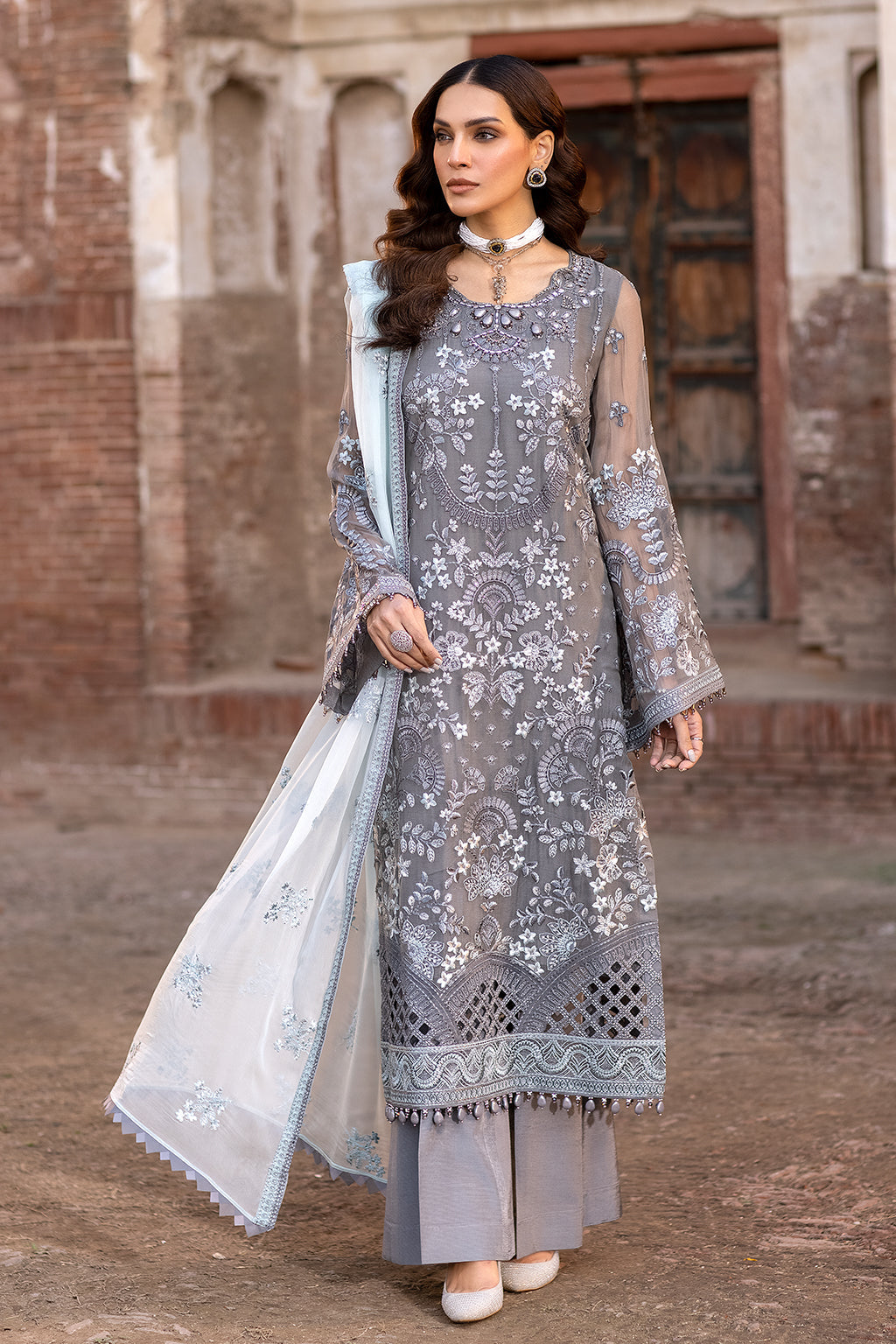 Flossie | Safeera Formals vol 13 | STORMY GREY (A) - Khanumjan  Pakistani Clothes and Designer Dresses in UK, USA 