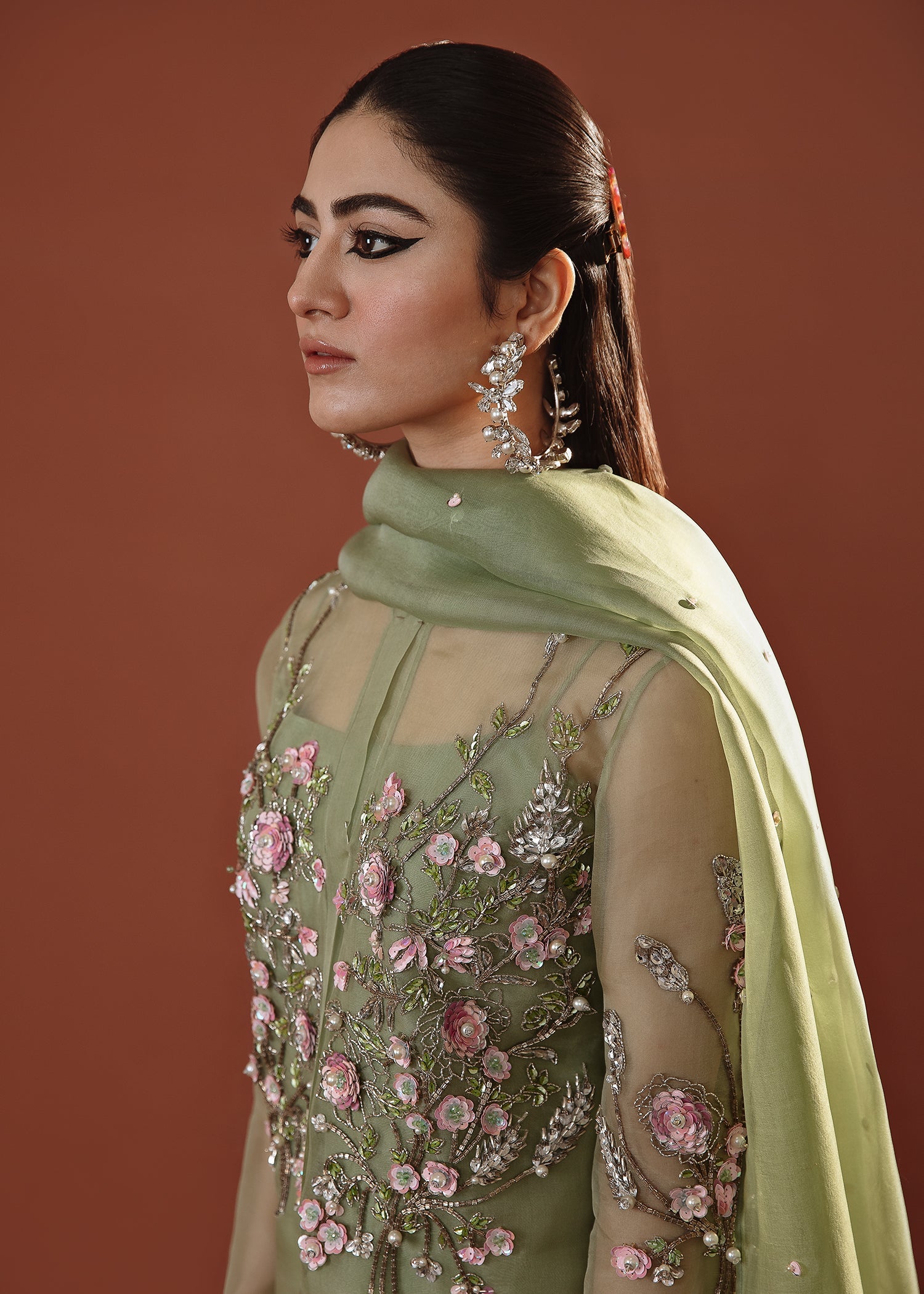 green emerald velvet dress Cuckoo  HussainRehar