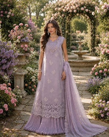 Noor by Saadia Asad | Noor Eid Printskhas 26 | D4 – Lavender Lights