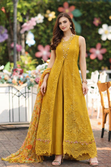Noor by Saadia Asad | Eid Luxe Chikankari 26 | D10 - Amber Yellow