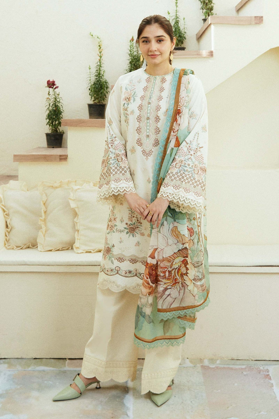 Zara Shahjahan | Coco Lawn Eid Edit 24 | IVORY-D10 - Khanumjan  Pakistani Clothes and Designer Dresses in UK, USA 