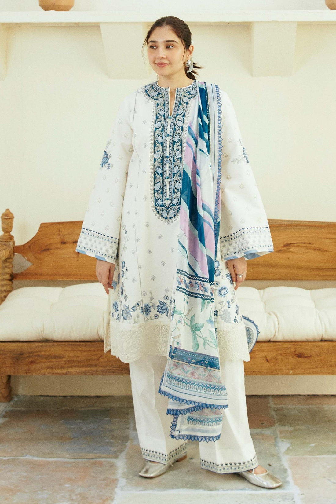 Zara Shahjahan | Coco Lawn Eid Edit 24 | IVORY-D4 - Khanumjan  Pakistani Clothes and Designer Dresses in UK, USA 