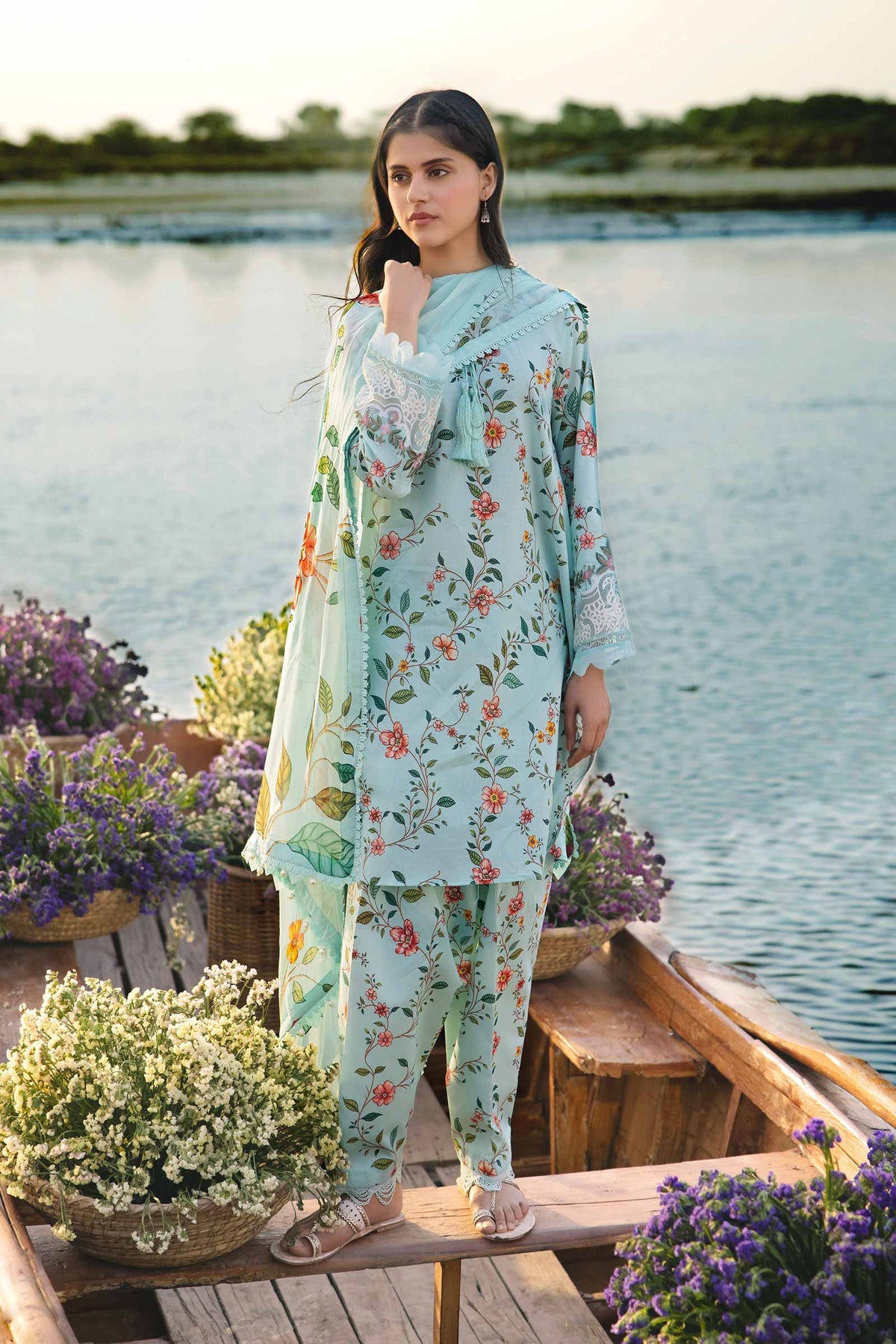 Maria b | M Basics Lawn | 406-B - Khanumjan  Pakistani Clothes and Designer Dresses in UK, USA 