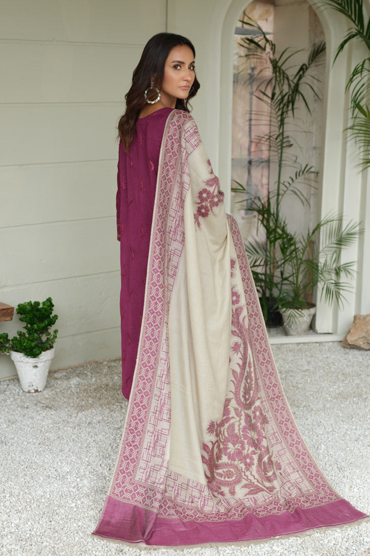 Marjjan | Aangan Embroidered Viscose |  MDS-69 (PLUM)