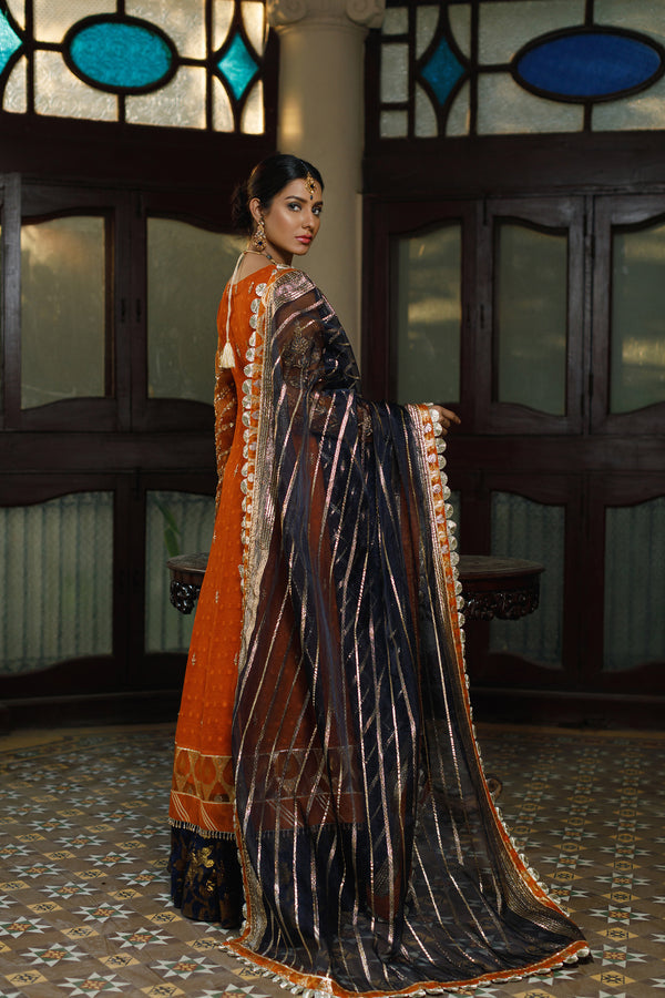 Wahajmkhan | Bahar Begum Formals | SAPPHIRE BURNT ANGARKHA - Khanumjan  Pakistani Clothes and Designer Dresses in UK, USA 