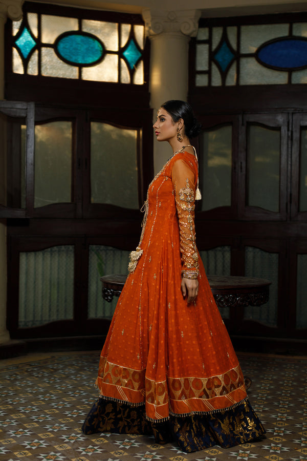 Wahajmkhan | Bahar Begum Formals | SAPPHIRE BURNT ANGARKHA - Khanumjan  Pakistani Clothes and Designer Dresses in UK, USA 