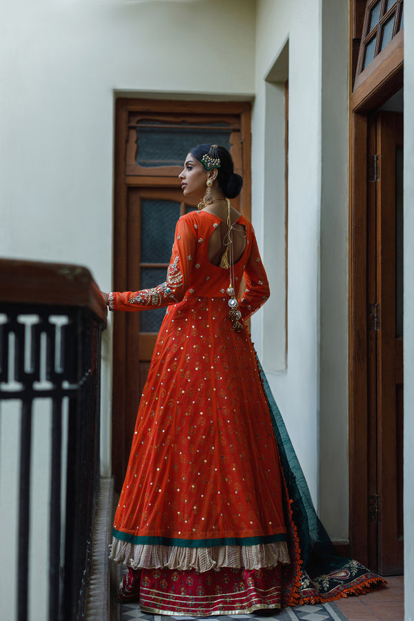 Wahajmkhan | Bahar Begum Formals | BURNT & EMERALD SHAWL ANARKALI - Khanumjan  Pakistani Clothes and Designer Dresses in UK, USA 