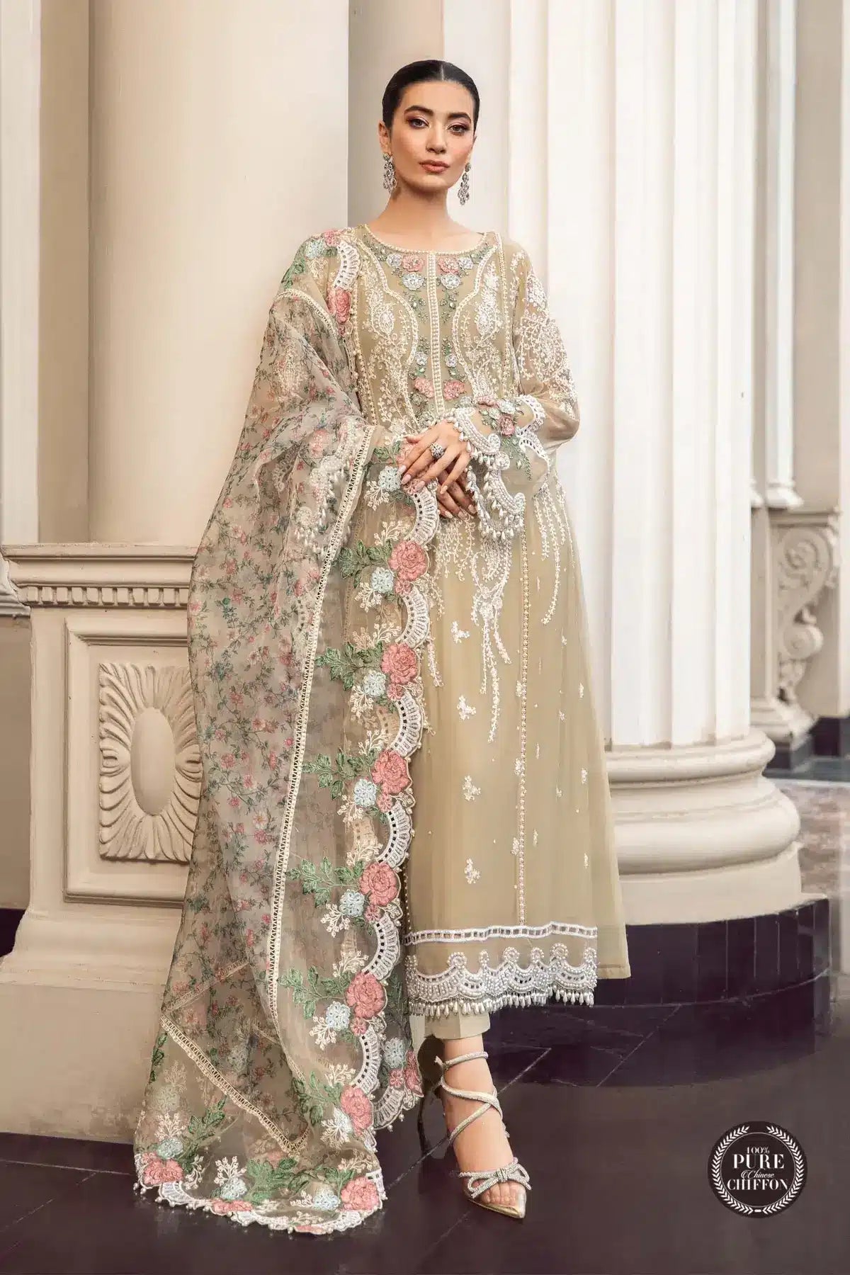 Maria B | Luxury Chiffon Collection | Coffee - Khanumjan  Pakistani Clothes and Designer Dresses in UK, USA 