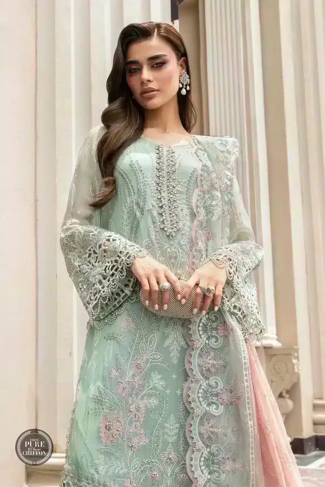 Maria B | Luxury Chiffon Collection | Mint Green - Khanumjan  Pakistani Clothes and Designer Dresses in UK, USA 