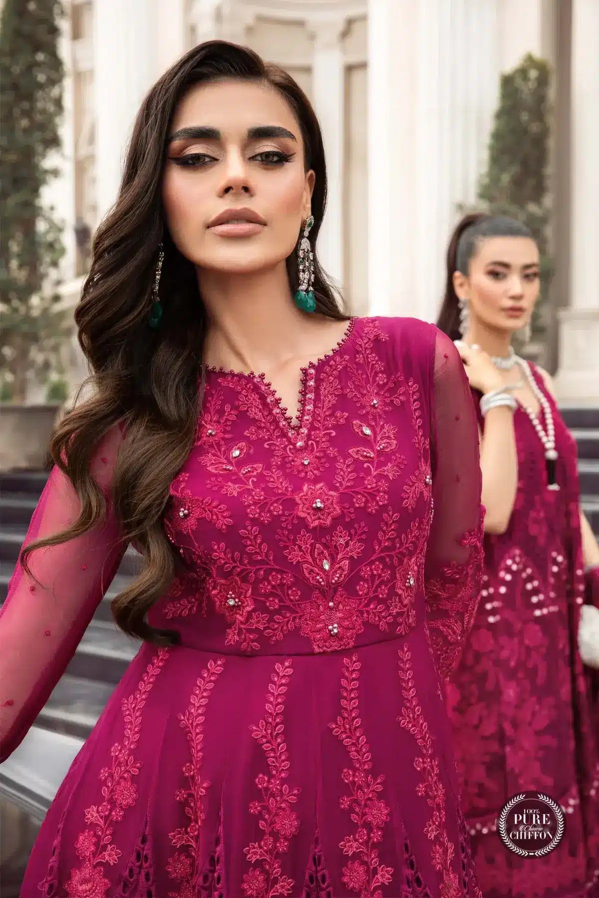 Maria B | Luxury Chiffon Collection | Magenta Pink - Khanumjan  Pakistani Clothes and Designer Dresses in UK, USA 