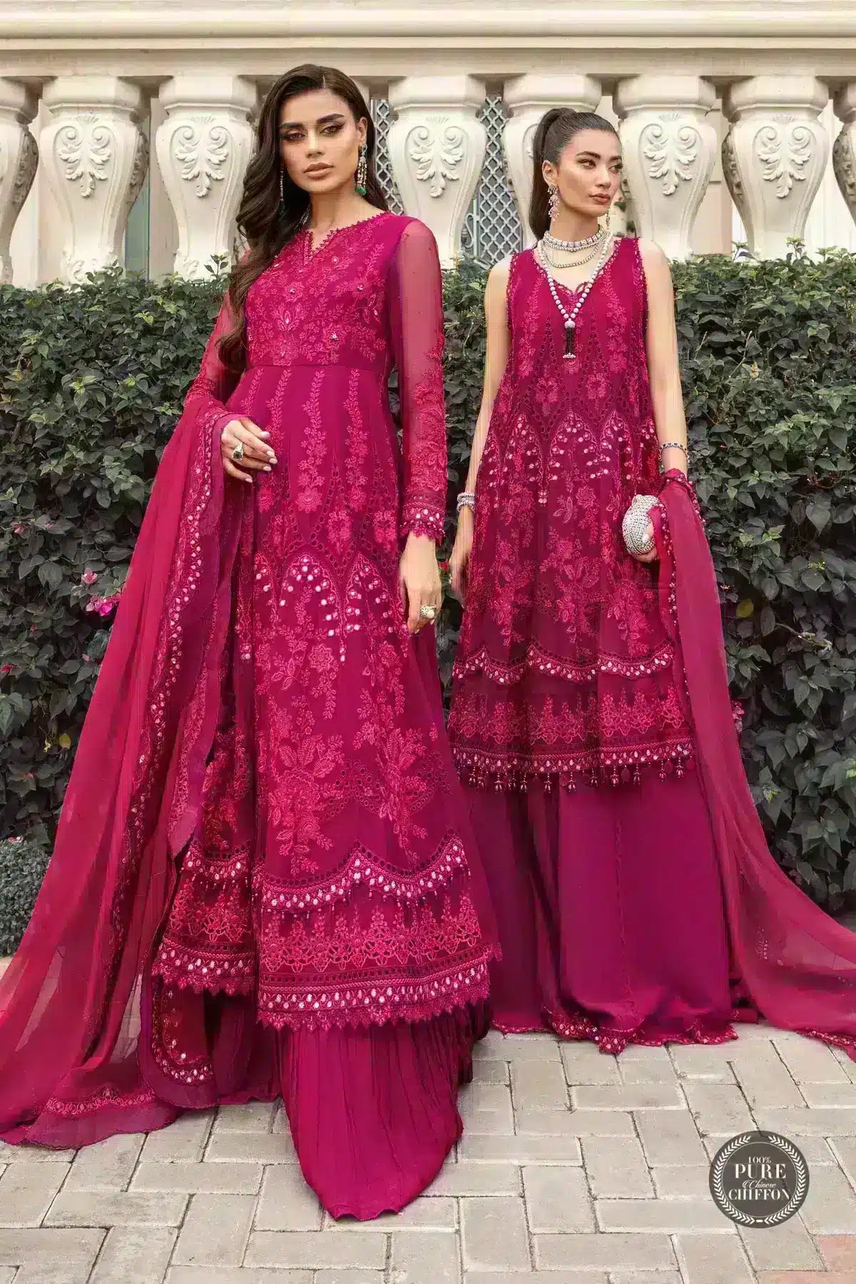 Maria B | Luxury Chiffon Collection | Magenta Pink - Khanumjan  Pakistani Clothes and Designer Dresses in UK, USA 