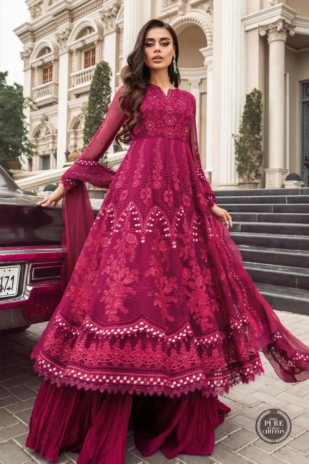 Maria B | Luxury Chiffon Collection | Magenta Pink - Khanumjan  Pakistani Clothes and Designer Dresses in UK, USA 