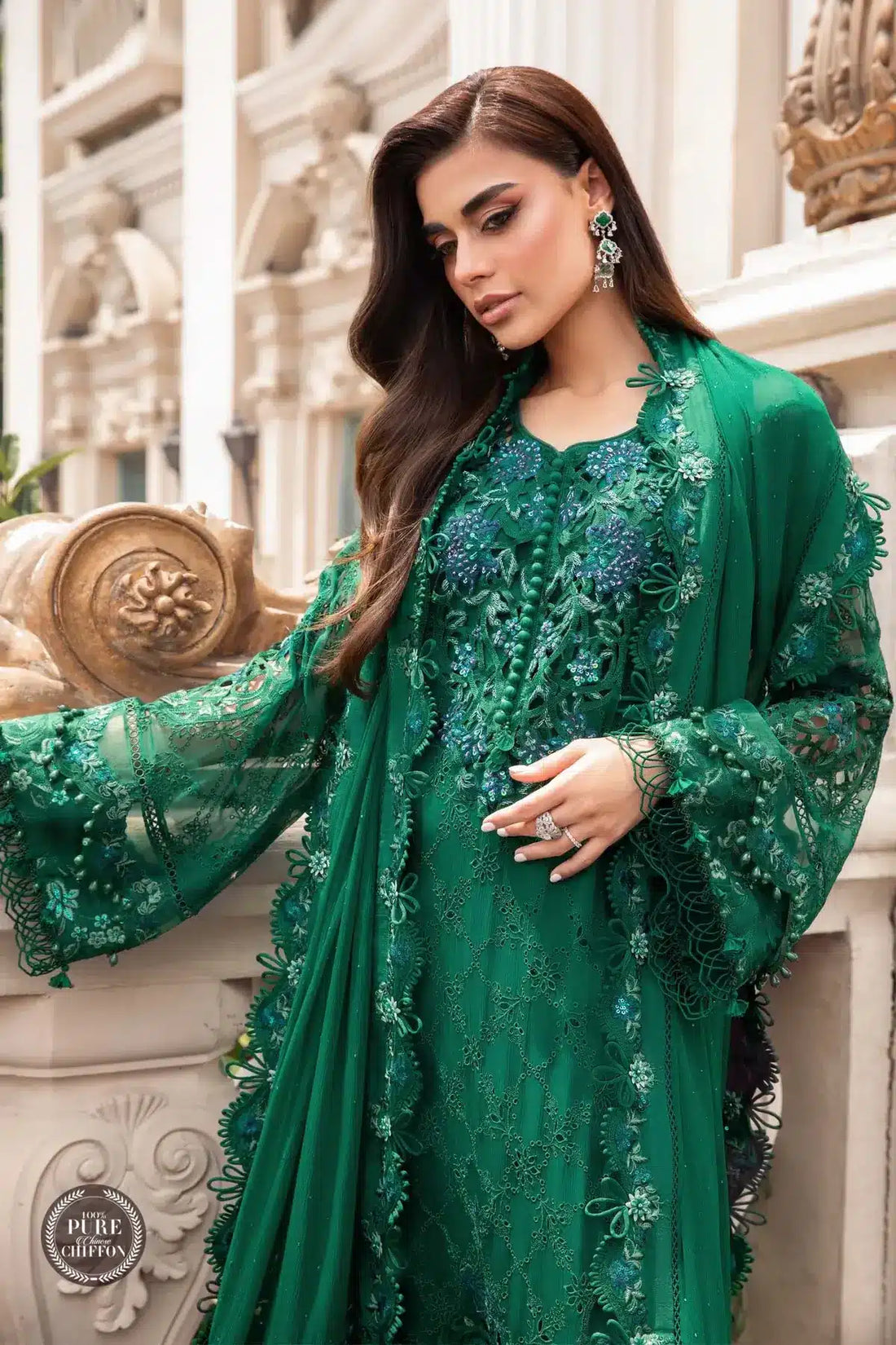 Maria B | Luxury Chiffon Collection | Emerald Green - Khanumjan  Pakistani Clothes and Designer Dresses in UK, USA 