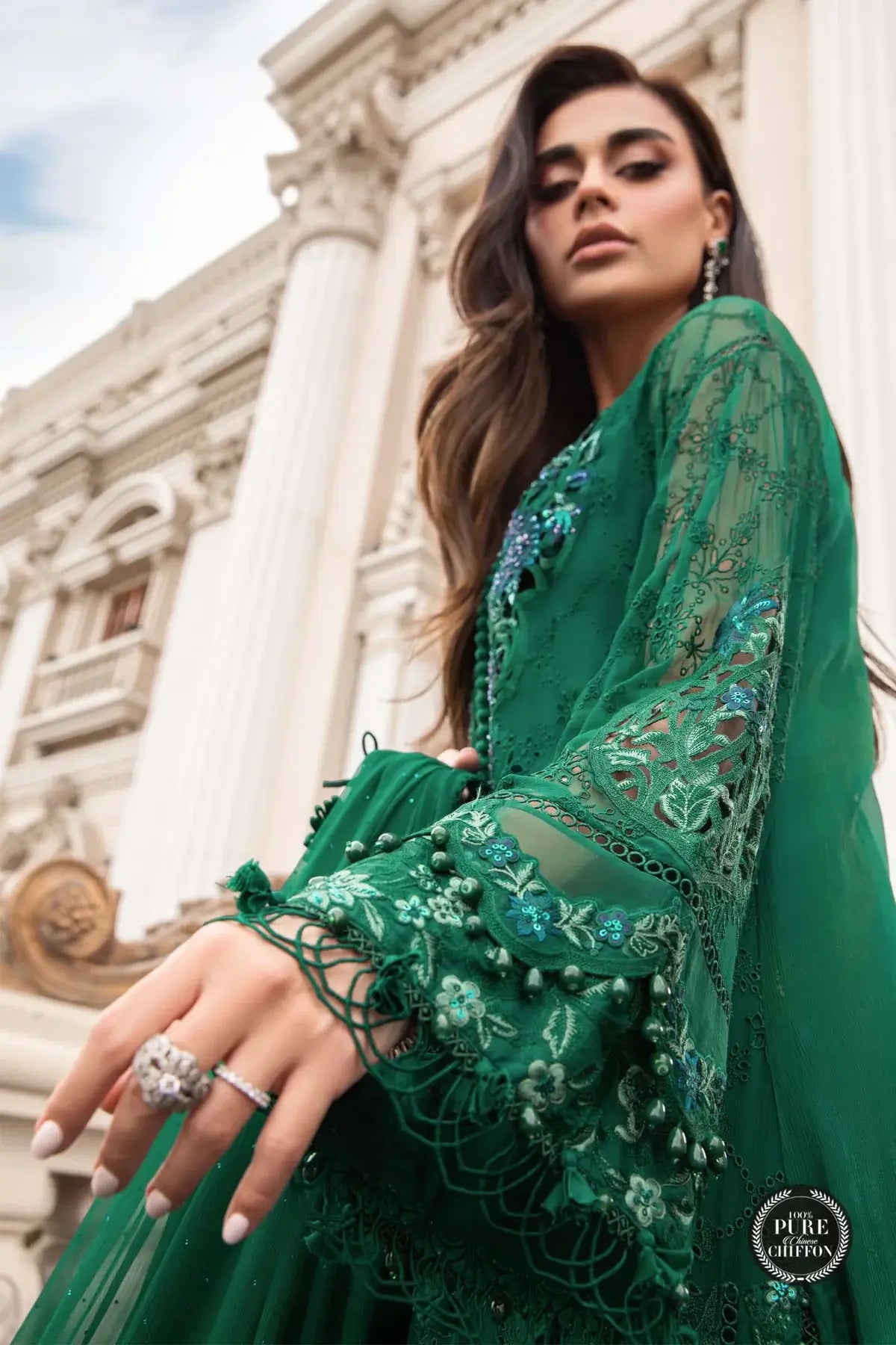 Maria B | Luxury Chiffon Collection | Emerald Green - Khanumjan  Pakistani Clothes and Designer Dresses in UK, USA 