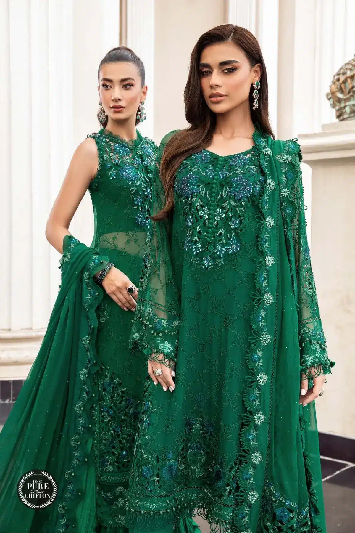 Maria B | Luxury Chiffon Collection | Emerald Green - Khanumjan  Pakistani Clothes and Designer Dresses in UK, USA 