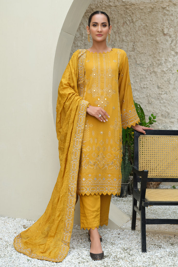 Marjjan | Aangan Embroidered Viscose |  SKC-100 (MUSTARD)