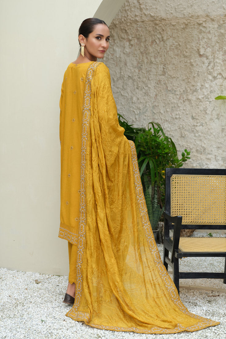 Marjjan | Aangan Embroidered Viscose |  SKC-100 (MUSTARD)