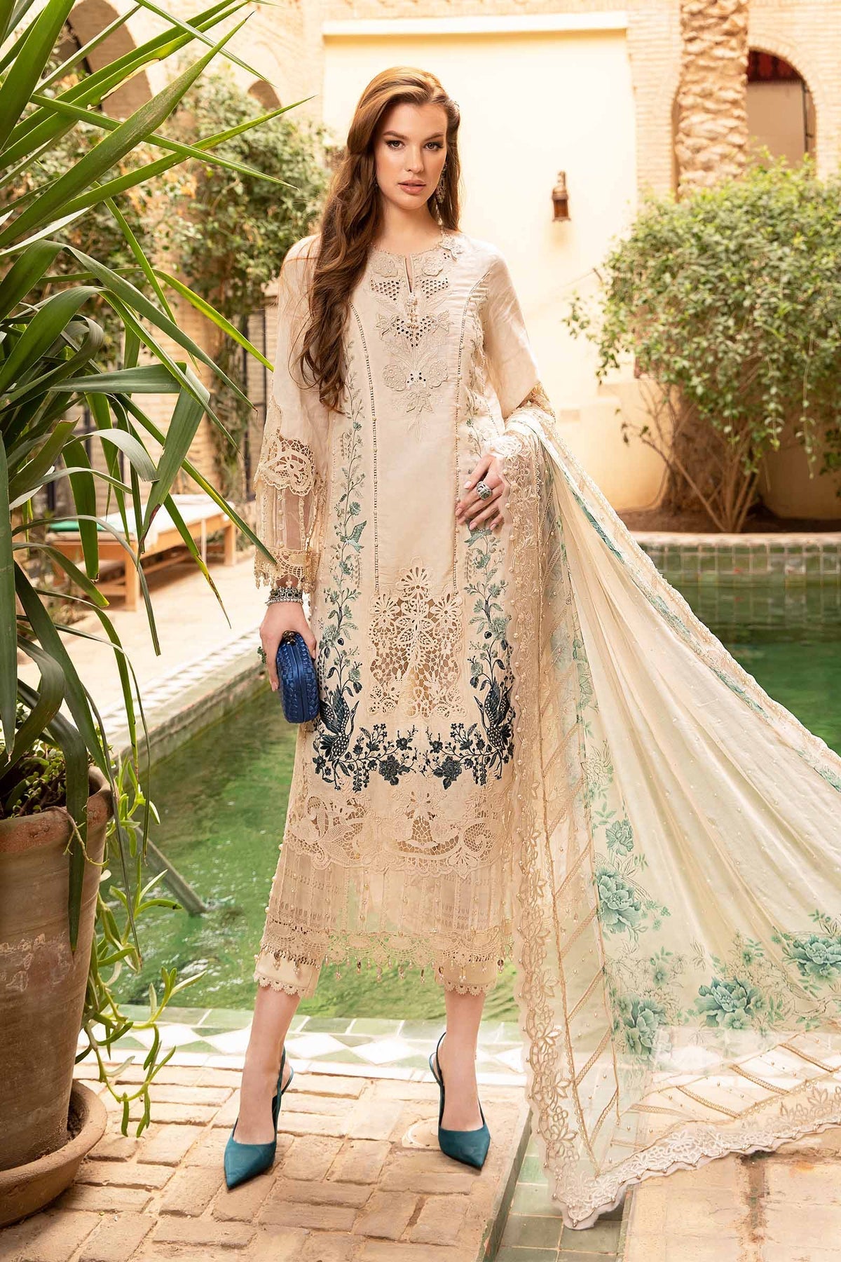 Maria B | Voyage a' Luxe Lawn | D-2414-B - Khanumjan  Pakistani Clothes and Designer Dresses in UK, USA 