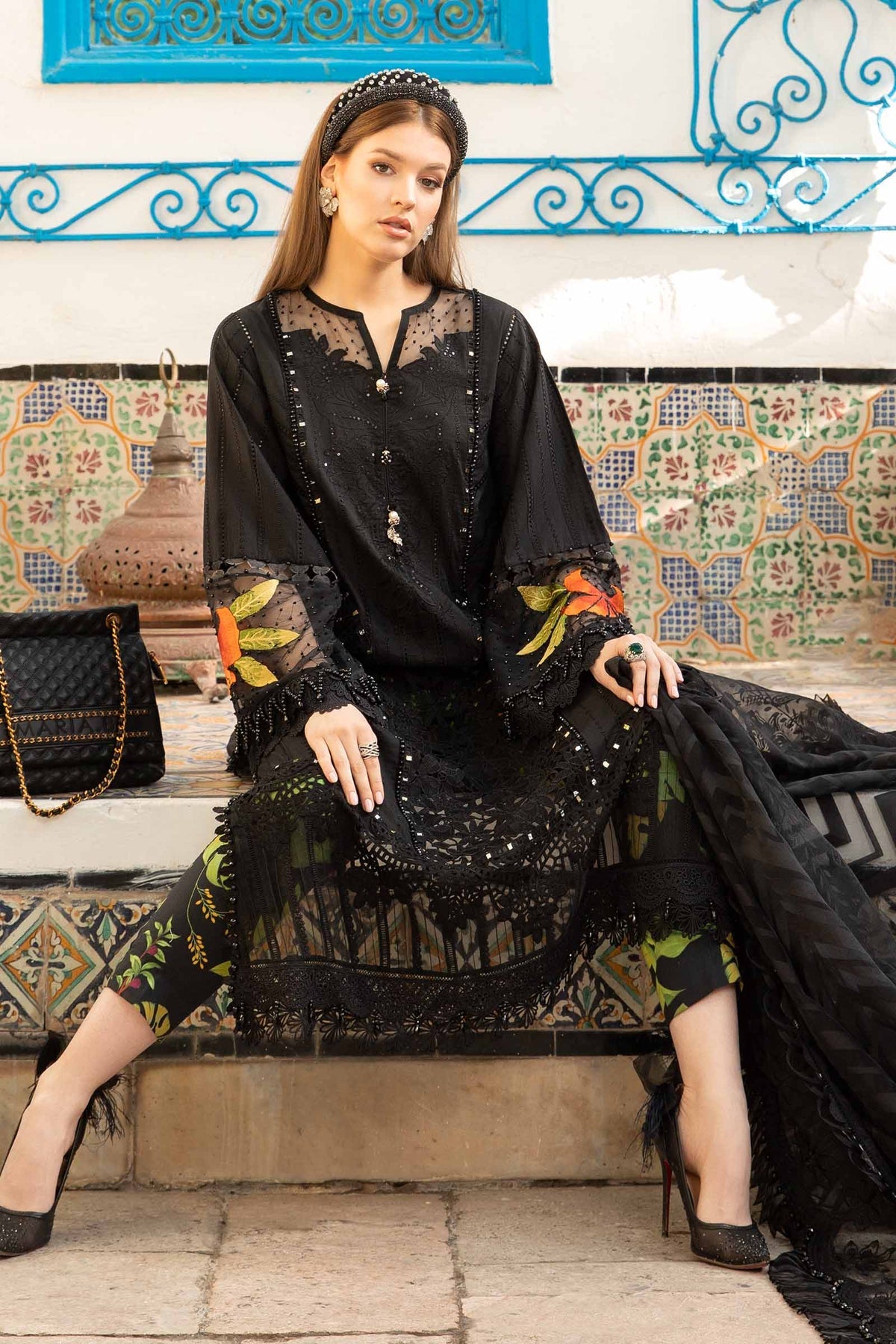 Maria B | Voyage a' Luxe Lawn | D-2408-B - Khanumjan  Pakistani Clothes and Designer Dresses in UK, USA 