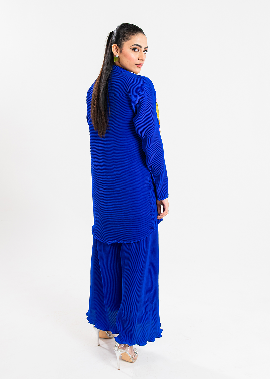 Maria Osama Khan | Claire Pleated Silk | Azure - Khanumjan  Pakistani Clothes and Designer Dresses in UK, USA 