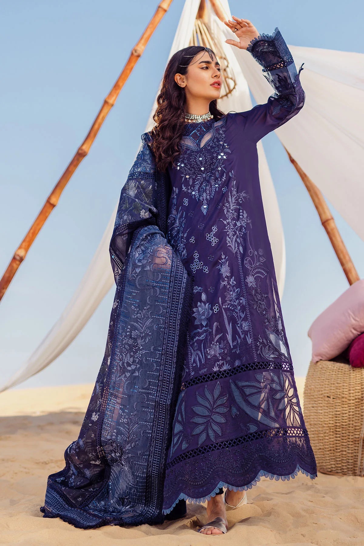 Nureh | Sehra Swiss Voil Lawn | NILE BLUE - NE-77 - Khanumjan  Pakistani Clothes and Designer Dresses in UK, USA 