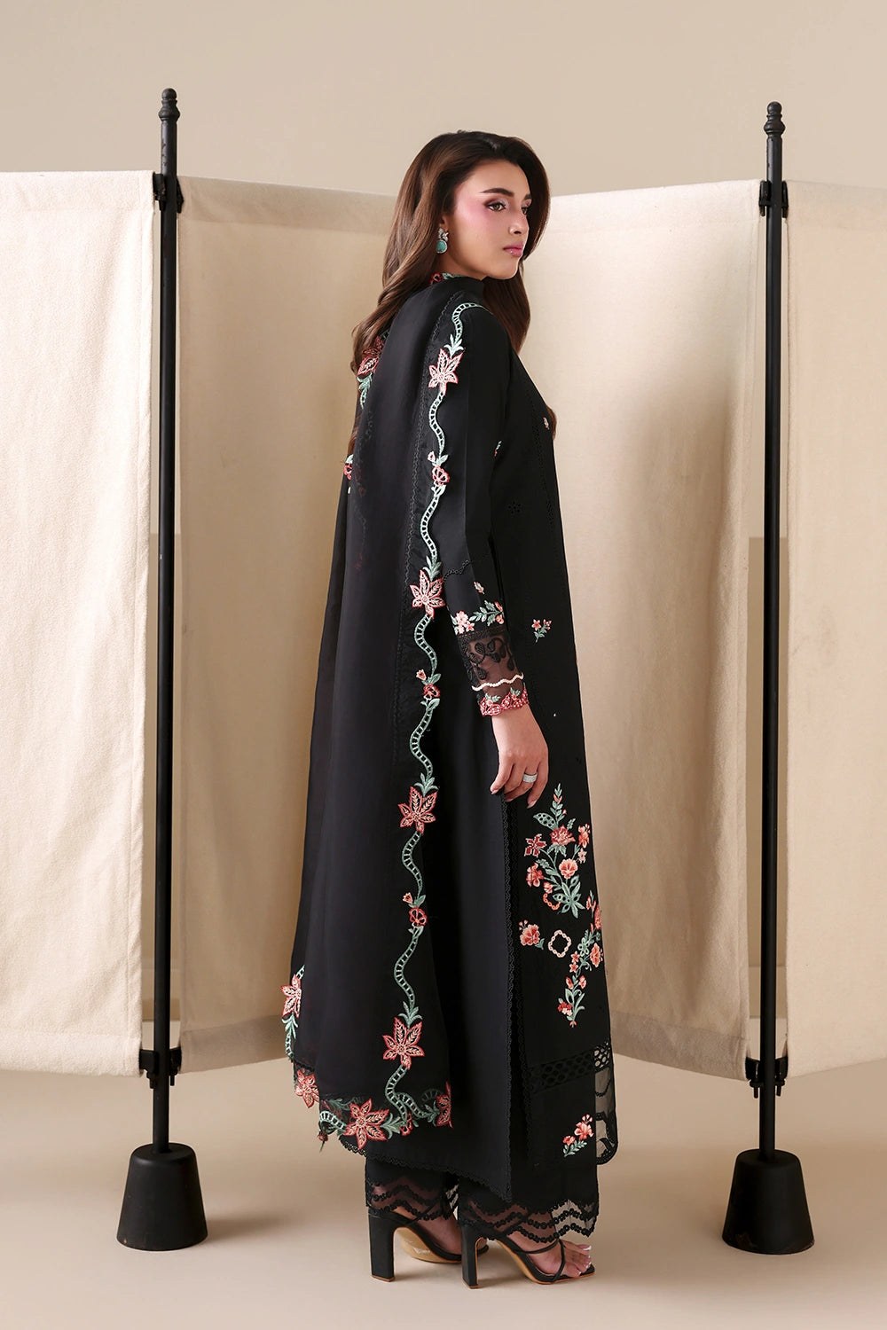 Azure | Luxury Lawn 26 | Black Peony