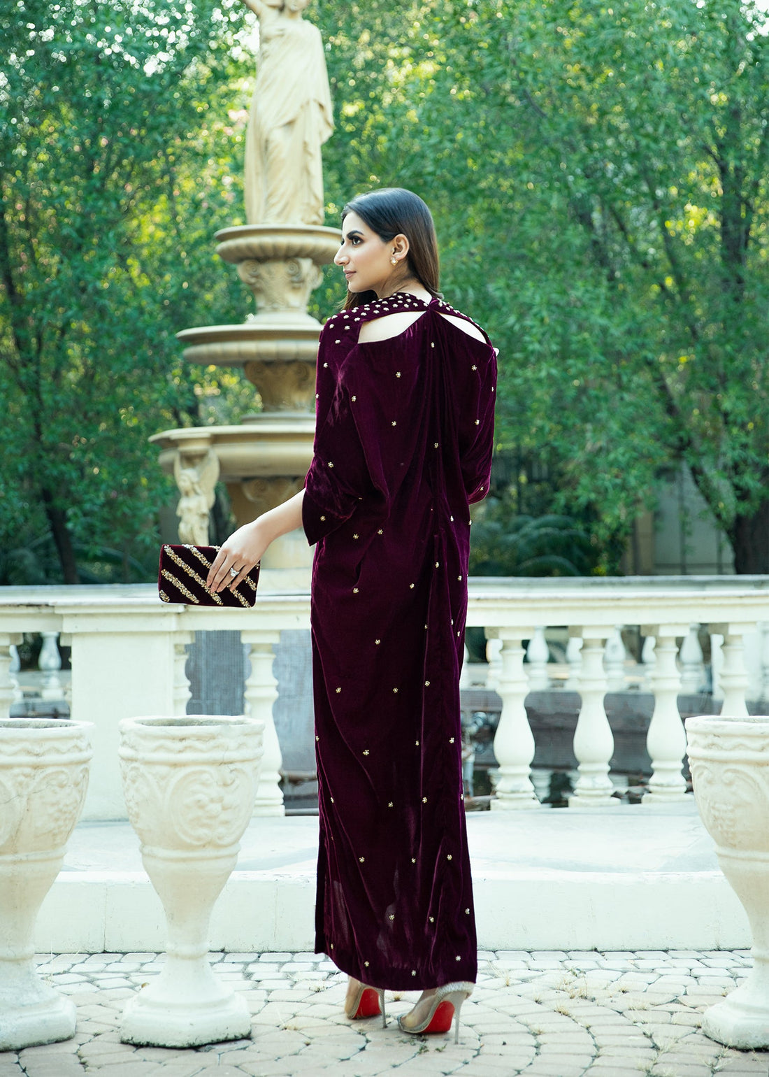 Purple Haze | Velvet Formals |  Burgendy Velvet Kaftan