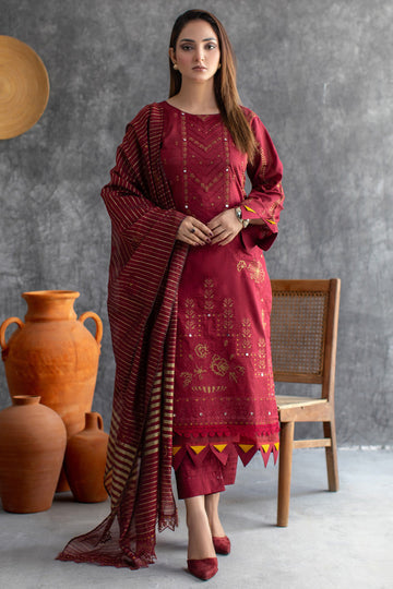 Marjjan | Aangan Embroidered Viscose |  MNC-183 (RED)